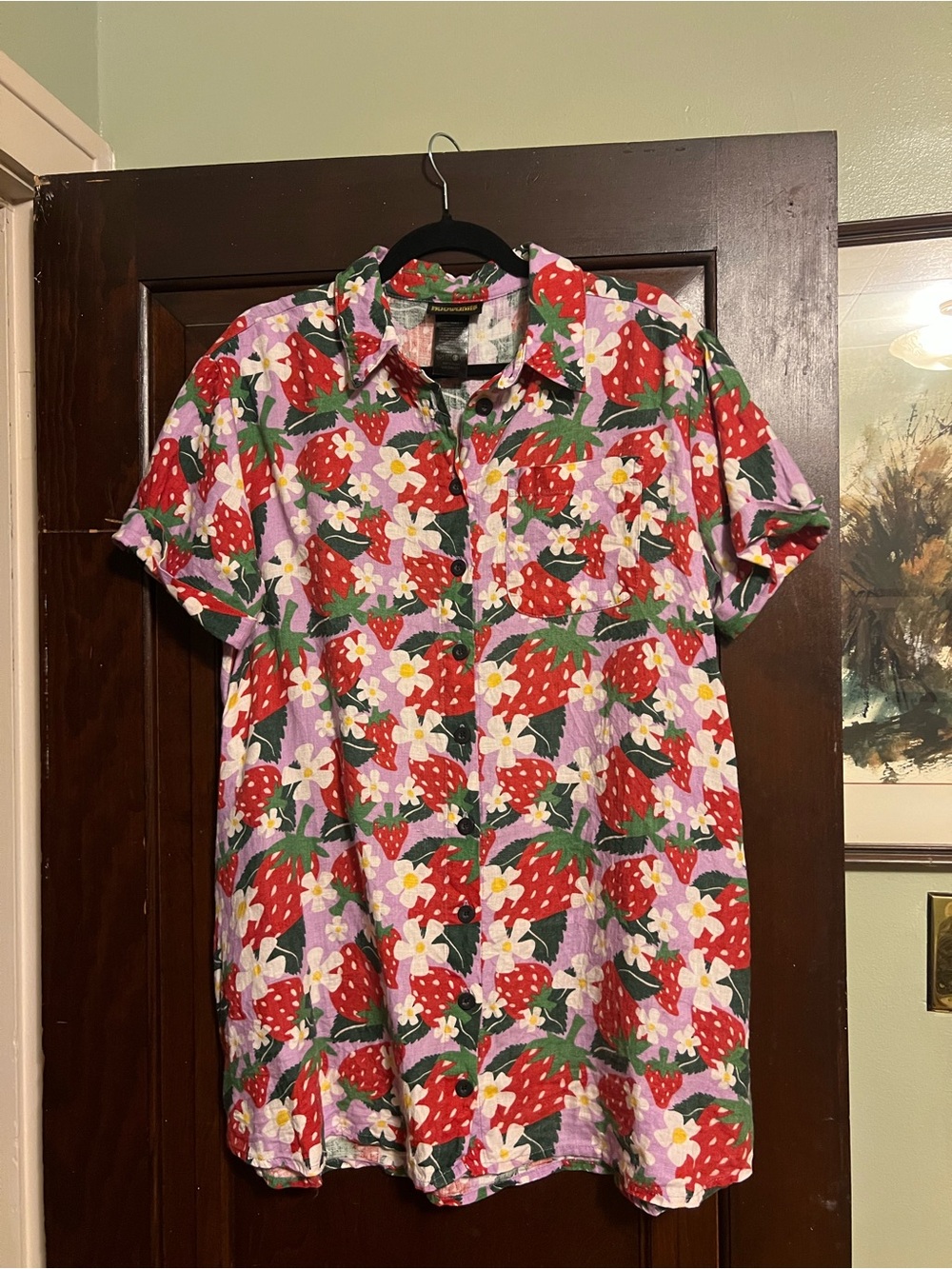 Nooworks Linen Shirtdress in Berries, size M